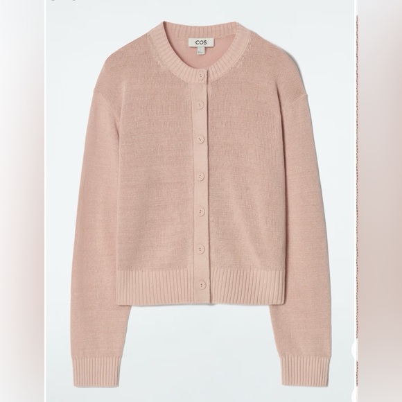 COS Knitted 100% Linen Cardigan Sweater in Pink Size S. NWT - Picture 1 of 14